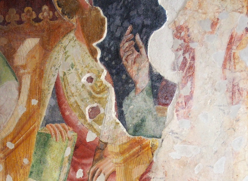 Zwei &uuml;bereinanderliegende gotische Wandmalereien in St. Leonhard Fennberg (S&uuml;dtirol)&nbsp;